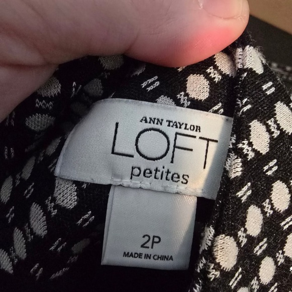 Ann Taylor LOFT Skirt Black & White Dot Pattern Career Casual Size 2P - Picture 4 of 10